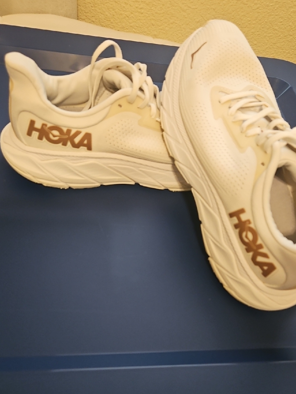 Hoka For Man Light Pink Cream Running Shoe with Rose Logo